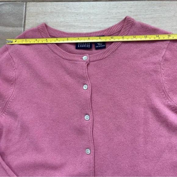 Hillard & Hanson 100% Cashmere Cardigan Classic Small Button-Front Crewneck Prep - Picture 7 of 8
